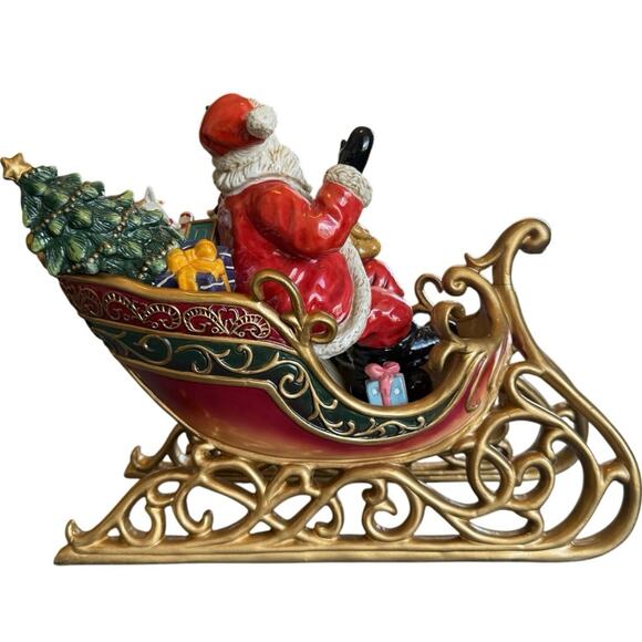 Vintage Santa and Toys in Sled Porcelain Figurine Home Interiors Christmas - Picture 5 of 7